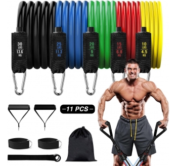 Resistance Bands, Exercise Bands, Resistance Bands for Working Out, Workout Bands with Handles for Men and Women, Fitness Bands with Door Anchor, Resistance Bands Set for Strength, Weights Training