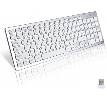 Wireless Keyboard, Wireless Connection, with Number Keyboard, Quiet Typing, Full Size Stable Connection Keyboard - Ergonomic Design, for Windows PC, Laptop, Android, Chrome, Tablet, Smart TV (White)